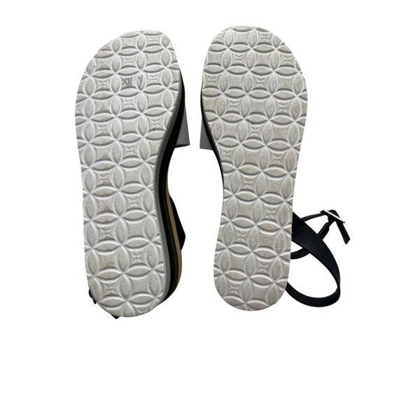 MUK LUKS Sandal Groove Time Platform Black White Green Ankle Straps Size 11 - Picture 7 of 7